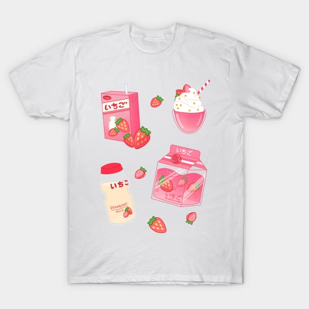 Strawberry Milk Shake T-Shirt by DreamPassion